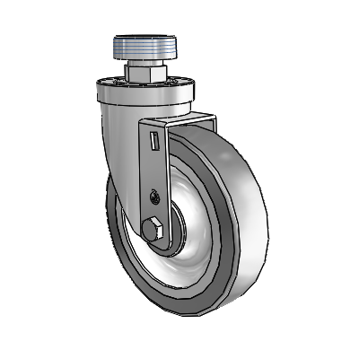 30 Series Pipe Thread Stem Zinc Swivel Caster with 5 x 1.25 Advantage TPR (Flat) Wheel