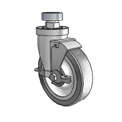 30 Series Pipe Thread Stem Zinc Swivel Caster with 5 x 1.25 Advantage TPR (Flat) Wheel and VertiLoc Brake