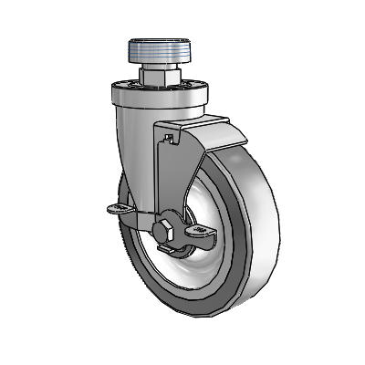 30 Series Pipe Thread Stem Zinc Swivel Caster with 5 x 1.25 Advantage TPR (Flat) Wheel and VertiLoc Brake