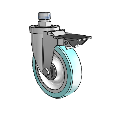 30 Series Pipe Thread Stem Zinc Swivel Caster with 5 x 1.25 Advantage Health Wheel and PosiLoc Brake