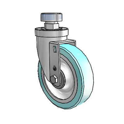 30 Series Pipe Thread Stem Zinc Swivel Caster with 5 x 1.25 Advantage Health Wheel