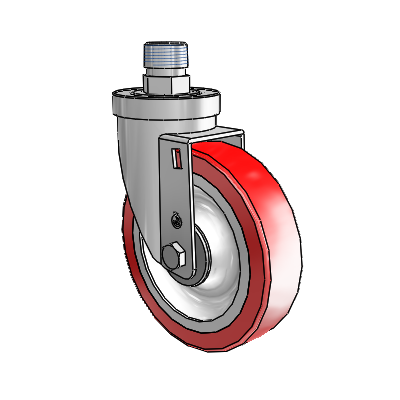 30 Series Pipe Thread Stem Zinc Swivel Caster with 5 x 1.25 Advantage Heat (Flat) Wheel