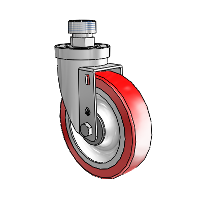 30 Series Pipe Thread Stem Zinc Swivel Caster with 5 x 1.25 Advantage Heat (Flat) Wheel