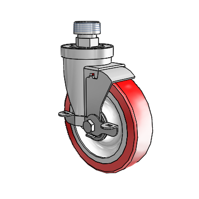 30 Series Pipe Thread Stem Zinc Swivel Caster with 5 x 1.25 Advantage Heat (Flat) Wheel and VertiLoc Brake