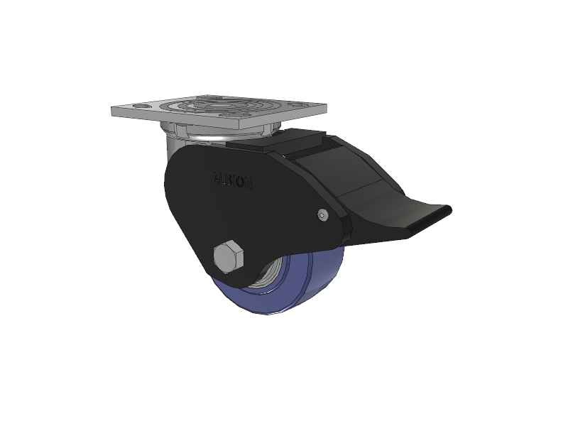 16 Series Top Plate Swivel Caster with 4 x 2 Blue HF - HydroTech (Flat) Wheel and Total Lock Brake