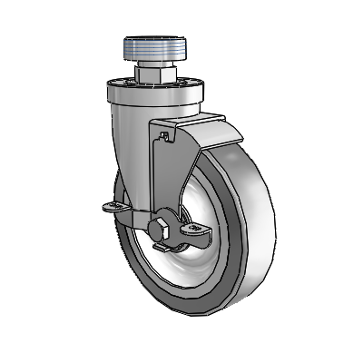 30 Series Pipe Thread Stem Zinc Swivel Caster with 5 x 1.25 Advantage TPR (Flat) Wheel and VertiLoc Brake