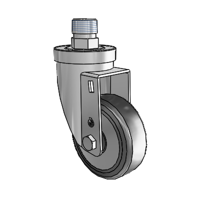 30 Series Pipe Thread Stem Zinc Swivel Caster with 5 x 1.25 Hard Rubber (+ Side Plates) Wheel