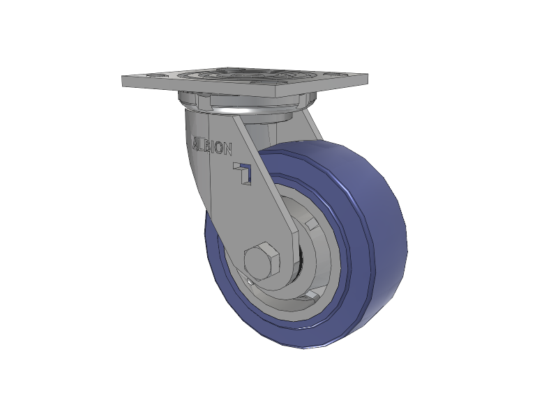 16 Series Top Plate Swivel Caster with 5 x 2 Blue HF - HydroTech (Flat) Wheel