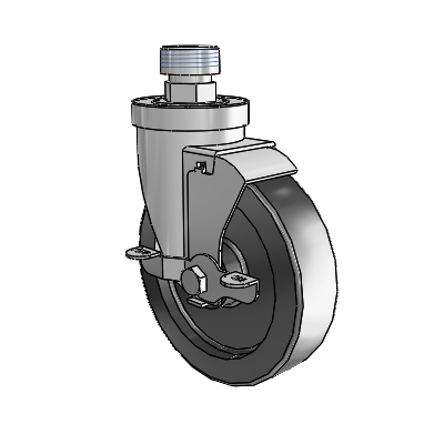 30 Series Pipe Thread Stem Zinc Swivel Caster with 5 x 1.25 Polyolefin Wheel and VertiLoc Brake