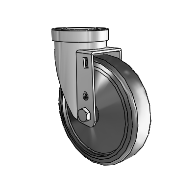 30 Series Hollow Kingpin Zinc Swivel Caster with 5 x 1.25 Cushion Rubber (Conductive) Wheel