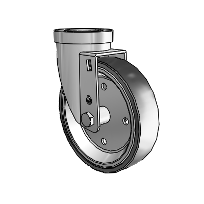 30 Series Hollow Kingpin Zinc Swivel Caster with 5 x 1.25 Welded Disc Rubber (Black) Wheel