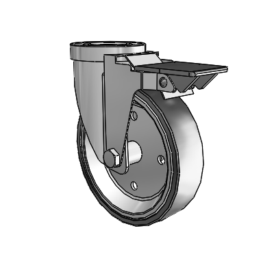 30 Series Hollow Kingpin Zinc Swivel Caster with 5 x 1.25 Welded Disc Rubber (Black) Wheel and PosiLoc Brake