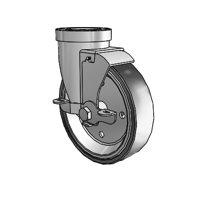 30 Series Hollow Kingpin Zinc Swivel Caster with 5 x 1.25 Welded Disc Rubber (Black) Wheel and VertiLoc Brake