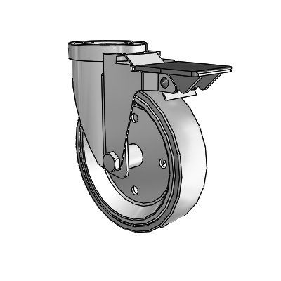30 Series Hollow Kingpin Zinc Swivel Caster with 5 x 1.25 Welded Disc Rubber (Grey) Wheel and PosiLoc Brake