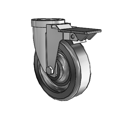 30 Series Hollow Kingpin Zinc Swivel Caster with 5 x 1.5 Phenolic Wheel and PosiLoc Brake