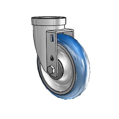 30 Series Hollow Kingpin Zinc Swivel Caster with 5 x 1.25 PolyLoc (Blue) Wheel