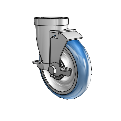 30 Series Hollow Kingpin Zinc Swivel Caster with 5 x 1.25 PolyLoc (Blue) Wheel and VertiLoc Brake