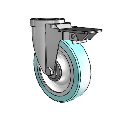 30 Series Hollow Kingpin Zinc Swivel Caster with 5 x 1.25 Advantage Health Wheel and PosiLoc Brake