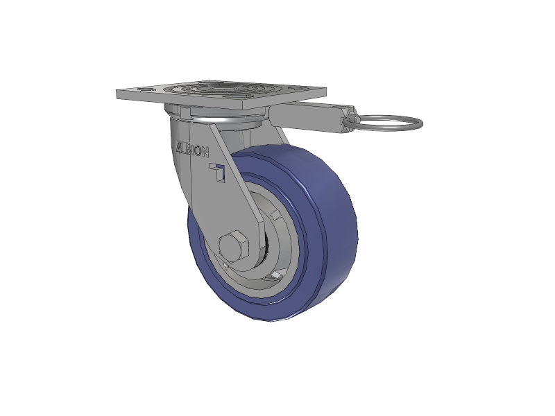 16 Series Top Plate Swivel Caster with 5 x 2 Blue HF - HydroTech (Flat) Wheel