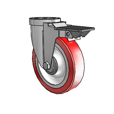 30 Series Hollow Kingpin Zinc Swivel Caster with 5 x 1.25 Advantage Heat (Flat) Wheel and PosiLoc Brake