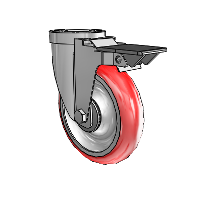 30 Series Hollow Kingpin Zinc Swivel Caster with 5 x 1.25 Advantage Heat (Round) Wheel and PosiLoc Brake