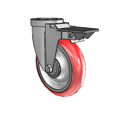30 Series Hollow Kingpin Zinc Swivel Caster with 5 x 1.25 Advantage Heat (Round) Wheel and PosiLoc Brake