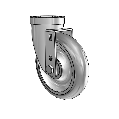30 Series Hollow Kingpin Zinc Swivel Caster with 5 x 1.25 PolyLock (Grey) Wheel