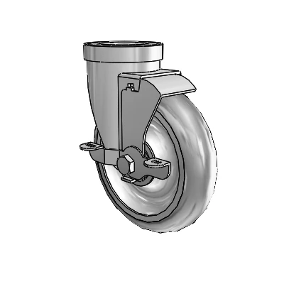 30 Series Hollow Kingpin Zinc Swivel Caster with 5 x 1.25 Advantage TPR (Round) Wheel and VertiLoc Brake