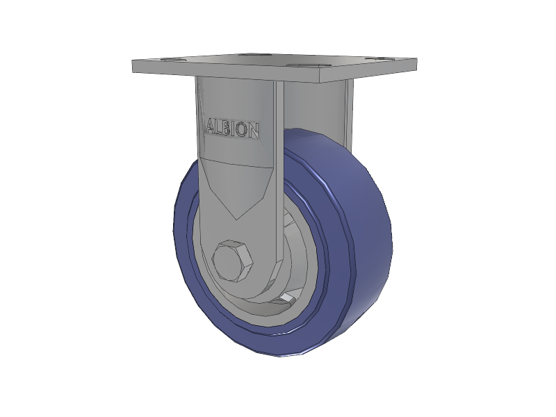 16 Series Top Plate Rigid Caster with 5 x 2 Blue HF - HydroTech (Flat) Wheel