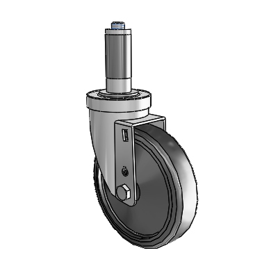 30 Series Expanding Adapter Zinc Swivel Caster with 5 x 1.25 Hard Rubber Wheel