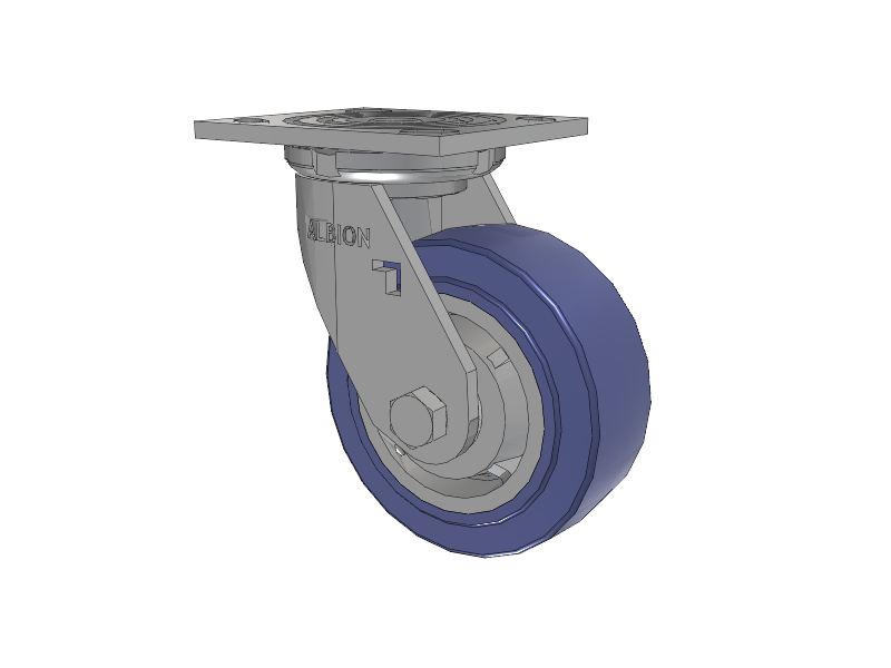 16 Series Top Plate Swivel Caster with 5 x 2 Blue HF - HydroTech (Flat) Wheel