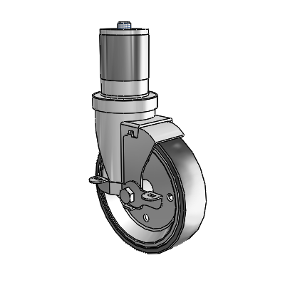 30 Series Expanding Adapter Zinc Swivel Caster with 5 x 1.25 Welded Disc Polyurethane Wheel and VertiLoc Brake
