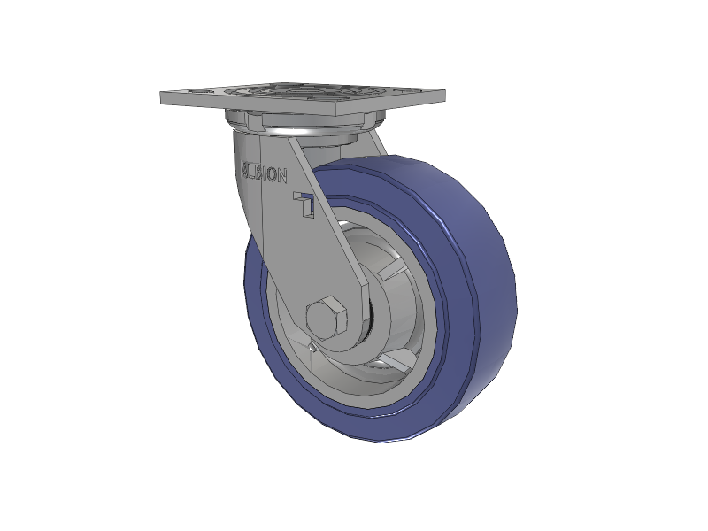 16 Series Top Plate Swivel Caster with 6 x 2 Blue HF - HydroTech (Flat) Wheel