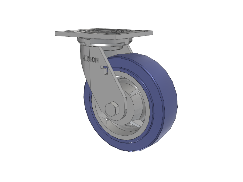 16 Series Top Plate Swivel Caster with 6 x 2 Blue HF - HydroTech (Flat) Wheel