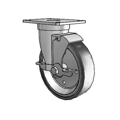 S30 Series Top Plate Stainless Steel Swivel Caster with 5 x 1.25 Welded Disc Polyurethane Wheel and VertiLoc Brake
