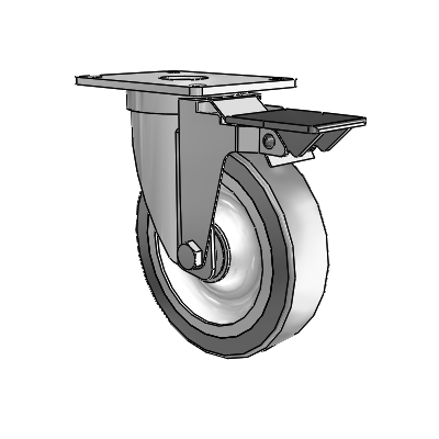 S30 Series Top Plate Stainless Steel Swivel Caster with 5 x 1.25 Advantage TPR (Flat) Wheel and PosiLoc Brake