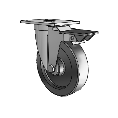 S30 Series Top Plate Stainless Steel Swivel Caster with 5 x 1.25 Polyolefin Wheel and PosiLoc Brake