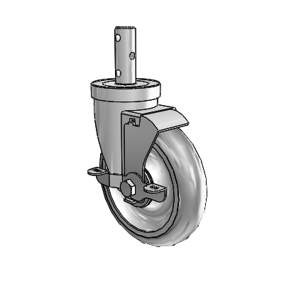 S30 Series Round Stem Stainless Steel Swivel Caster with 5 x 1.25 Advantage TPR (Round) Wheel and VertiLoc Brake