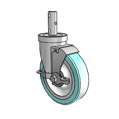 S30 Series Round Stem Stainless Steel Swivel Caster with 5 x 1.25 Advantage Health Wheel and VertiLoc Brake