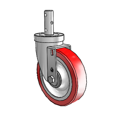S30 Series Round Stem Stainless Steel Swivel Caster with 5 x 1.25 Advantage Heat (Flat) Wheel