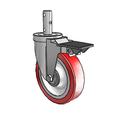 S30 Series Round Stem Stainless Steel Swivel Caster with 5 x 1.25 Advantage Heat (Flat) Wheel and PosiLoc Brake