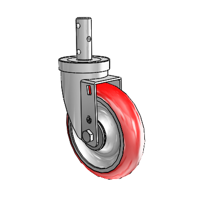 S30 Series Round Stem Stainless Steel Swivel Caster with 5 x 1.25 Advantage Heat (Round) Wheel