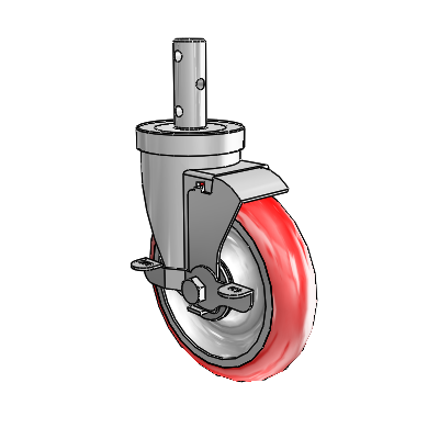 S30 Series Round Stem Stainless Steel Swivel Caster with 5 x 1.25 Advantage Heat (Round) Wheel and VertiLoc Brake