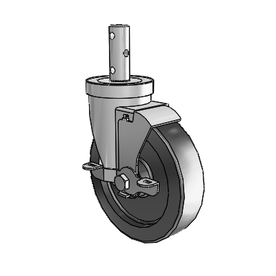 S30 Series Round Stem Stainless Steel Swivel Caster with 5 x 1.25 Polyolefin Wheel and VertiLoc Brake