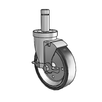 S30 Series Grip Ring Stainless Steel Swivel Caster with 5 x 1.25 Welded Disc Polyurethane Wheel and VertiLoc Brake