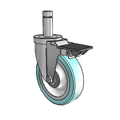 S30 Series Grip Ring Stainless Steel Swivel Caster with 5 x 1.25 Advantage Health Wheel and PosiLoc Brake