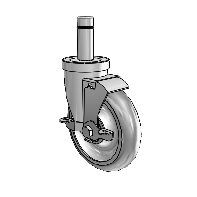 S30 Series Grip Ring Stainless Steel Swivel Caster with 5 x 1.25 PolyLock (Grey) Wheel and VertiLoc Brake