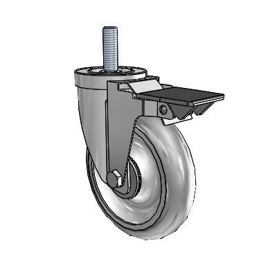 S30 Series Threaded Stem Stainless Steel Swivel Caster with 5 x 1.25 Advantage TPR (Round) Wheel and PosiLoc Brake