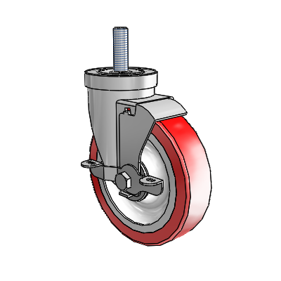 S30 Series Threaded Stem Stainless Steel Swivel Caster with 5 x 1.25 Advantage Heat (Flat) Wheel and VertiLoc Brake