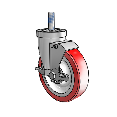 S30 Series Threaded Stem Stainless Steel Swivel Caster with 5 x 1.25 Advantage Heat (Flat) Wheel and VertiLoc Brake